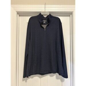 Orvis Shirt Mens XL Heather Navy Blue French Terry 1/4 Zip Pullover Long Sleeve